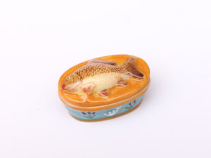 Vintage French Pate Porcelain Barbotine Tureen - Trout Fish - Dollhouse Miniature