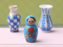 Load image into Gallery viewer, Blue Russian Doll / Matryoshka Fève - 12th Scale Dollhouse Miniature Ornament