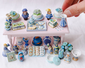 Set of Three Blue Dessert Spoons - Blue Collection - Dollhouse Miniature