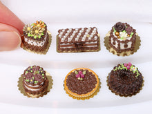 Load image into Gallery viewer, Sugar Pearl &amp; Chocolate Cake - Handmade Miniature Dollhouse Food