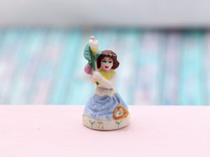 Porcelain Garden Fairy Ornament - Blue Collection  - Dollhouse Miniature