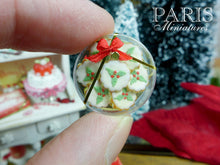 Load image into Gallery viewer, Gift Box of Iced Holly and Berry Christmas Butter Cookies - Miniature Food