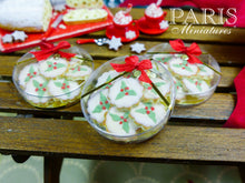 Load image into Gallery viewer, Gift Box of Iced Holly and Berry Christmas Butter Cookies - Miniature Food