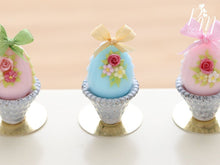 Load image into Gallery viewer, Pastel Candy Easter Egg Decorated with Single Rose in Shabby Chic Pot (K) Miniature Food