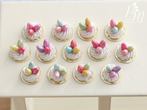 Three Handmade Miniature Meringue Nests with Colourful Candy Eggs