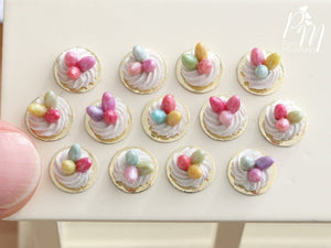 Three Handmade Miniature Meringue Nests with Colourful Candy Eggs