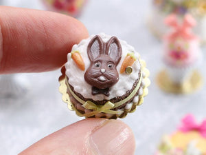 Chocolate "Funny Bunny" Easter Rabbit Cake - Miniature Food in 12th Scale for Dollhouse