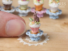 Load image into Gallery viewer, Easter &quot;Showstopper Cupcake (F) - Milk Chocolate Rabbit, Egg, Blossom - Miniature Food in 12th Scale