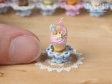 Load image into Gallery viewer, Easter &quot;Showstopper Cupcake (L) - Pink Rabbit, Pink Cream - Miniature Food in 12th Scale