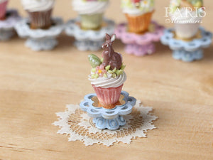 Easter "Showstopper Cupcake (F) - Milk Chocolate Rabbit, Egg, Blossom - Miniature Food in 12th Scale