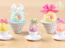 Load image into Gallery viewer, Candy Easter Egg Decorated with Blossoms in Egg Cup - Purple Egg