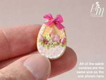 Load image into Gallery viewer, Easter Shortbread Cookie “Basket” Decorated with Rabbit, Blossoms, Egg, Bunny, Chocolate Silk Bow
