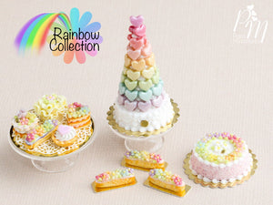 Rainbow Hearts Tower - Pièce Montée Arc en Ciel - Miniature Food for Dollhouse 12th scale