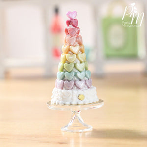 Rainbow Hearts Tower - Pièce Montée Arc en Ciel - Miniature Food for Dollhouse 12th scale