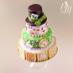 Alice in Wonderland "Mad Hatter" Inspired Tower Cake - Miniature Food