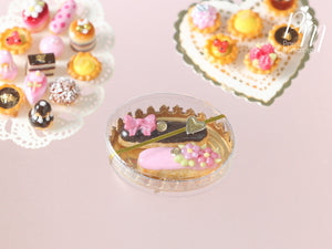 Gift Box of French Eclairs - Pink and Chocolate - Miniature Food for Dollhouse 12th scale 1:12
