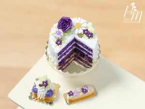 Purple Velvet Layer Cake - Miniature Food for Dollhouse in 12th scale