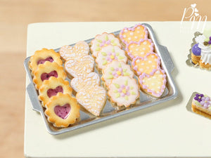 Presentation of Iced Butter Cookies on Baking Tray - Miniature Food