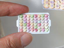 Load image into Gallery viewer, Presentation of Colourful Candy Hearts on Metal Tray - Miniature Food