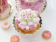 Load image into Gallery viewer, St Honoré Pastry with Pink Icing and Blossoms - 12th Scale Miniature Food