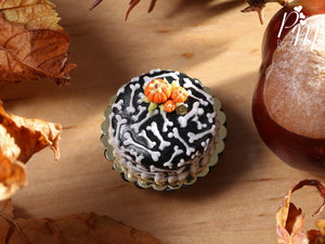 Bones Cake - Beautiful Black Cake Decorated for Autumn / Fall / Halloween - Miniature Food