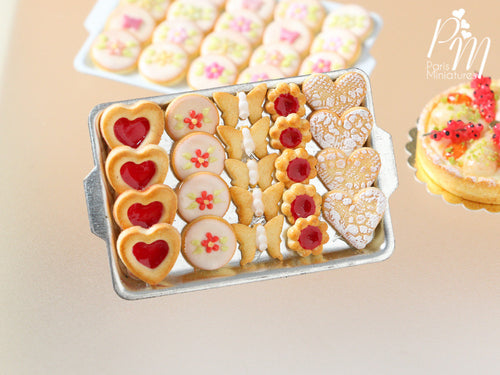 Presentation of Red-Themed Butter Cookies - Miniature Food in 12th Scale for Dollhouse