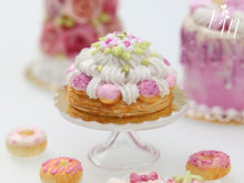 Load image into Gallery viewer, St Honoré Pastry with Pink Icing and Blossoms - 12th Scale Miniature Food