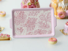 Load image into Gallery viewer, Toile de Jouy Pink Metal Tray - 12th Scale Miniature Food Accessory