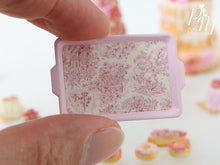 Load image into Gallery viewer, Toile de Jouy Pink Metal Tray - 12th Scale Miniature Food Accessory