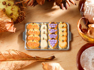 Miniature Autumn Fruit Cookies on Tray - Fall / Halloween - 12th Scale Miniature Food