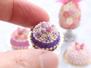 Spring Blossom Easter Egg Nest Cake (Purple) - Miniature Food in 12th Scale for Dollhouse