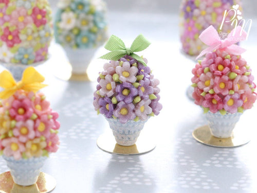 Spring Blossom Easter Egg in Shabby Chic Pot (Spring Green Bow) - Miniature Food