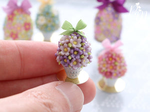 Spring Blossom Easter Egg in Shabby Chic Pot (Spring Green Bow) - Miniature Food