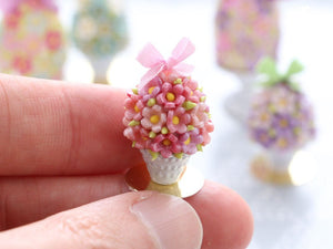 Spring Blossom Easter Egg in Shabby Chic Pot (Light Pink Bow) - Miniature Food
