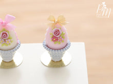 Load image into Gallery viewer, Pastel Candy Easter Egg Decorated with Single Rose in Shabby Chic Pot (J) Miniature Food