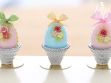 Load image into Gallery viewer, Pastel Candy Easter Egg Decorated with Single Rose in Shabby Chic Pot (K) Miniature Food