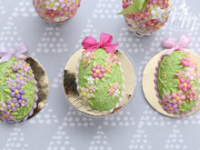 Load image into Gallery viewer, Easter Egg Cake with Spring Garden Blossom Decoration (A - Dark Pink) - Miniature Food