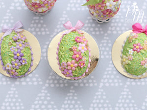 Easter Egg Cake with Spring Garden Blossom Decoration  (B - Light Pink) - Miniature Food