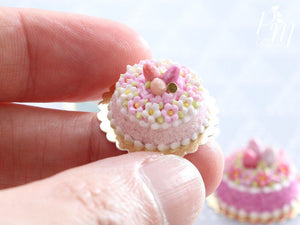 Spring Blossom Easter Egg Nest Cake (Light Pink) - Miniature Food in 12th Scale for Dollhouse