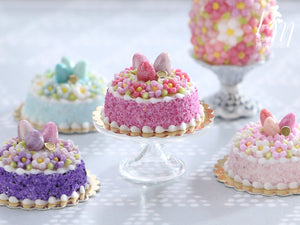 Spring Blossom Easter Egg Nest Cake (Dark Pink) - Miniature Food in 12th Scale for Dollhouse
