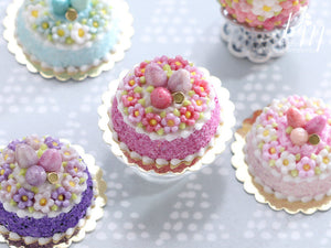 Spring Blossom Easter Egg Nest Cake (Dark Pink) - Miniature Food in 12th Scale for Dollhouse