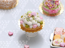 Load image into Gallery viewer, Pink and Pistachio St Honoré French Pastry - Decorated with Macarons - Miniature Food for Dollhouse