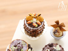 Load image into Gallery viewer, Chocolate Easter Cake Decorated with Bunny Cookies and Candy Egg &#39;Carrots&#39; - Miniature Food
