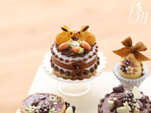 Load image into Gallery viewer, Chocolate Easter Cake Decorated with Bunny Cookies and Candy Egg &#39;Carrots&#39; - Miniature Food