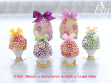Load image into Gallery viewer, Spring Blossom Easter Egg (Lilac Bow) on Shabby Chic Stand - Miniature Food in 12th Scale