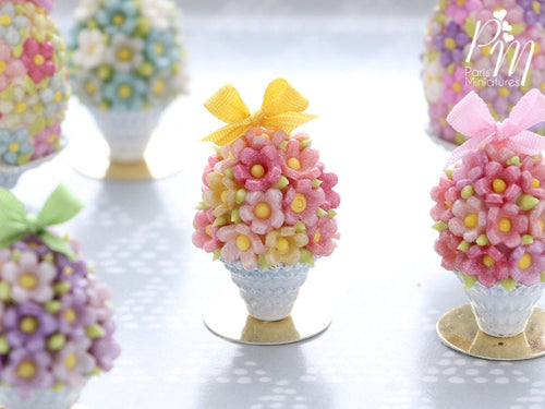 Spring Blossom Easter Egg in Shabby Chic Pot (Yellow Bow)