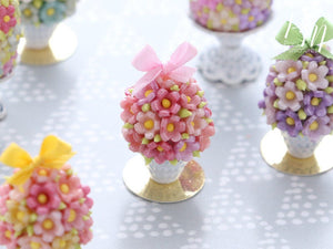 Spring Blossom Easter Egg in Shabby Chic Pot (Light Pink Bow) - Miniature Food