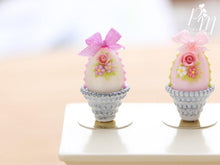 Load image into Gallery viewer, Pastel Candy Easter Egg Decorated with Single Rose in Shabby Chic Pot (A) Miniature Food
