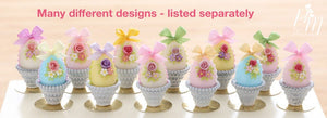 Pastel Candy Easter Egg Decorated with Single Rose in Shabby Chic Pot (A) Miniature Food