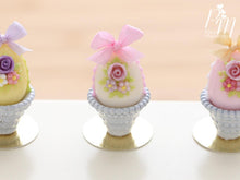 Load image into Gallery viewer, Pastel Candy Easter Egg Decorated with Single Rose in Shabby Chic Pot (I) Miniature Food
